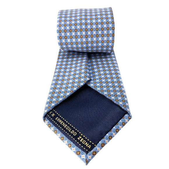ERMENEGILDO ZEGNA Blue Micro Floret Grid Silk Tie - Picture 14 of 16